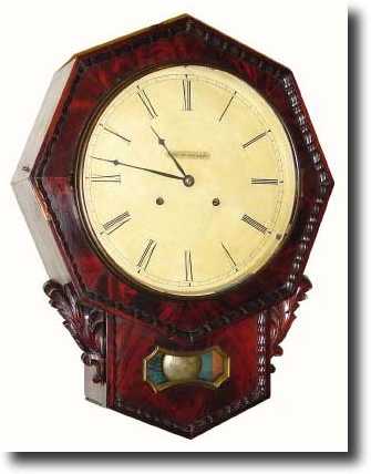 C.1845, Chauncey Jerome, New Haven, Conn, drop octagon wall — Antique Clocks Price Guide