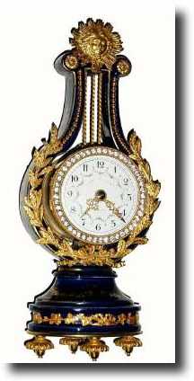 C.1890, French, Miniature Blue Cobalt Lyre clock in excellent — Antique Clocks Price Guide