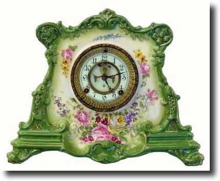 C.1901, Ansonia, Royal Bonn La Drome, in cream with — Antique Clocks Price Guide