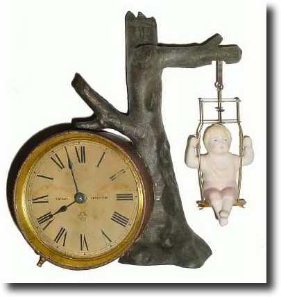 C.1894, Ansonia "Swing No. 2", Novelty swinging doll clock — Antique Clocks Price Guide
