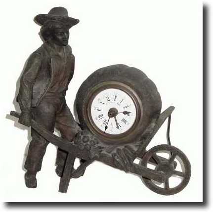 C.1900, French, A spelter novelty of a young farmer — Antique Clocks Price Guide