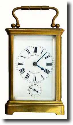 C.1900, French, Brass Cased Carriage clock, time, strike and alarm. — Antique Clocks Price Guide