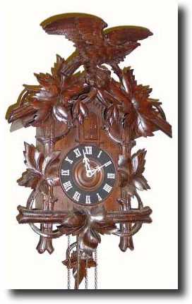 C.1920, German, 3-Horn Wall Trumpeter in nice restored — Antique Clocks Price Guide