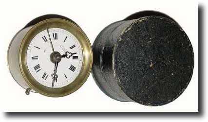 C.1900, French, Travel Alarm Clock, in original travel case. — Antique Clocks Price Guide