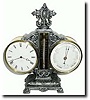 C.1910, French cast metal clock-thermometer and barometer.