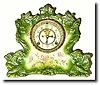 C.1910, Ansonia Clock Co, REVIEW, porcelain china clock in very good original condition,