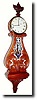 C.1972, Elmer Stennes, Weymouth, MA, carved lyre wall clock.