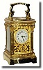 C.1900, French, Gilt Brass Carriage clock, miniature in excellent