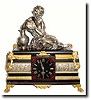 C.1850, French, Bronze and Marble mantel clock.