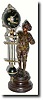C.1890, French, Bronzed Spelter Swinging mystery timepiece. The statue