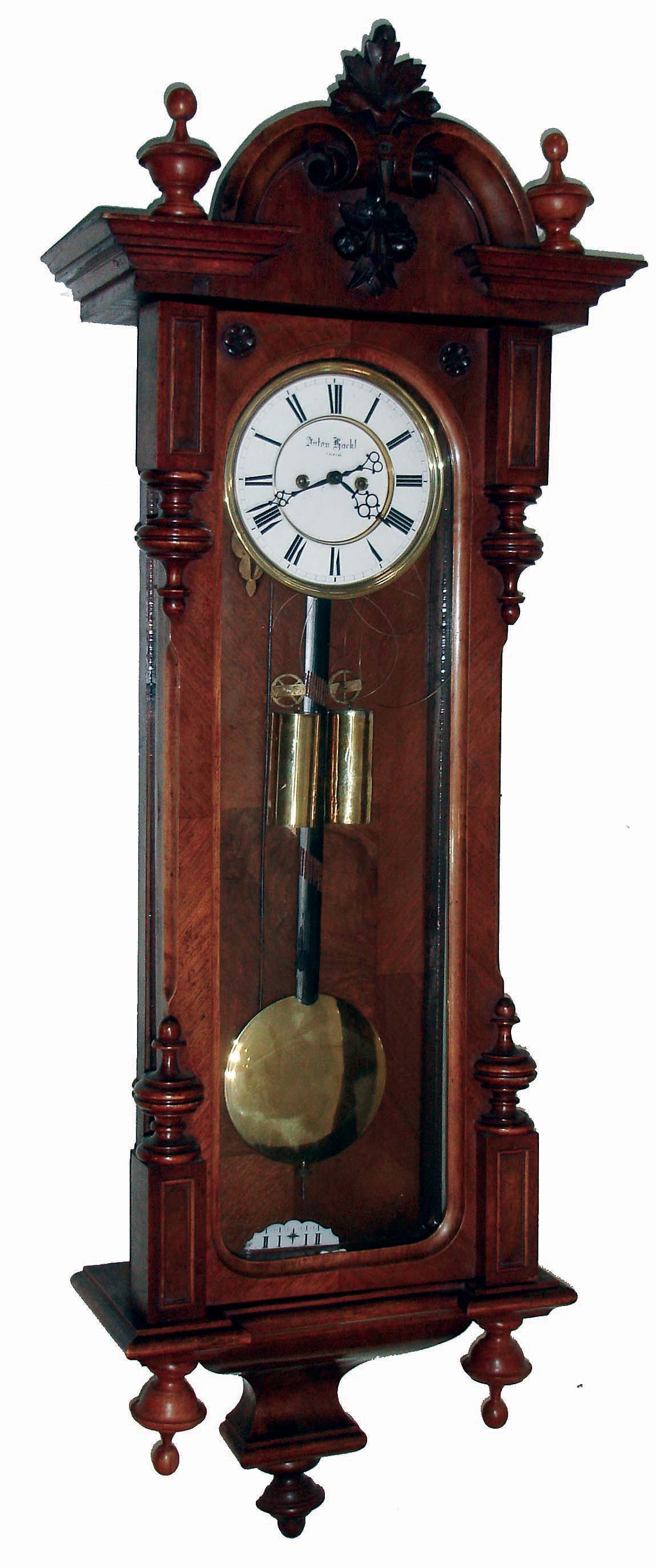 Clocks- 3 (Three) German walnut 2 weight, 8 days, time and strike, Vienna regulator wall clocks, c1900 — Antique Clocks Price Guide