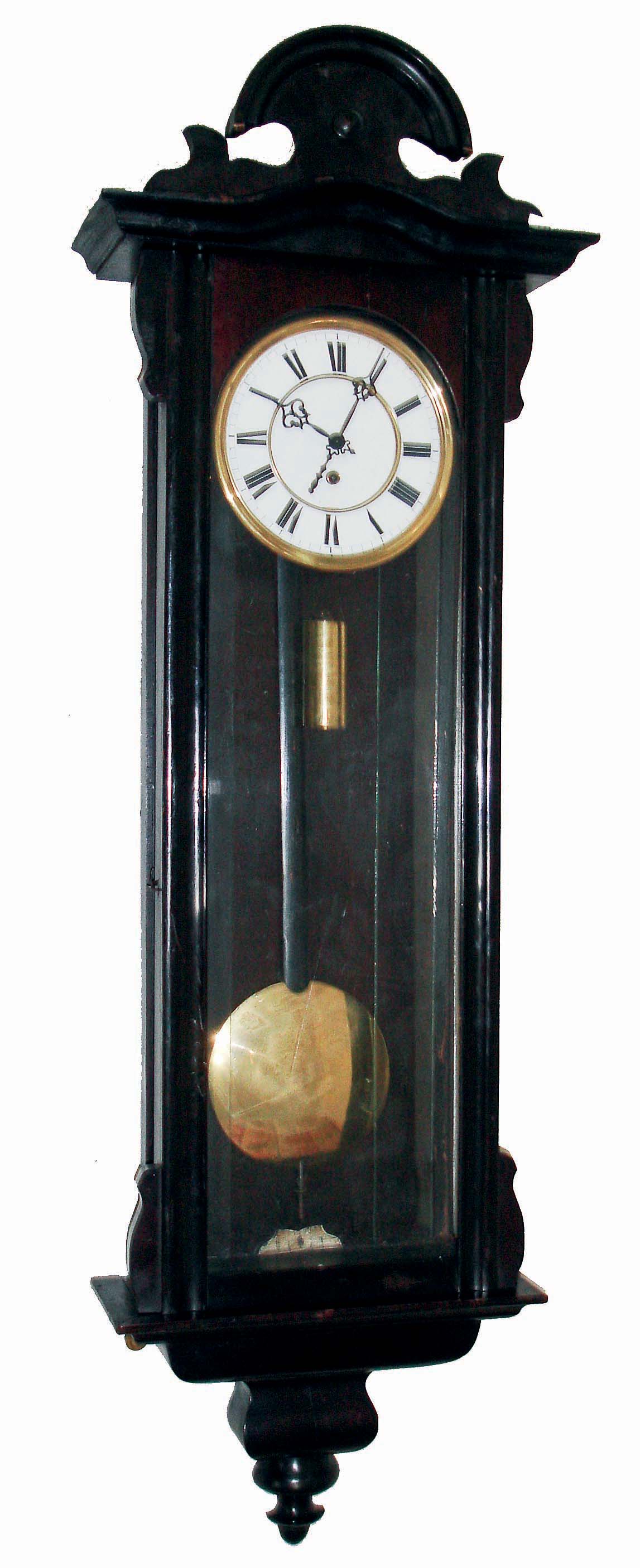 Clocks- 3 (Three) German walnut, 8 days, 1 weight time only Vienna regulator wall clocks; one movement marked Becker, the other two are unsigned; one dial is signed "Ed. Dorninger in Graz"; c1890 — Antique Clocks Price Guide