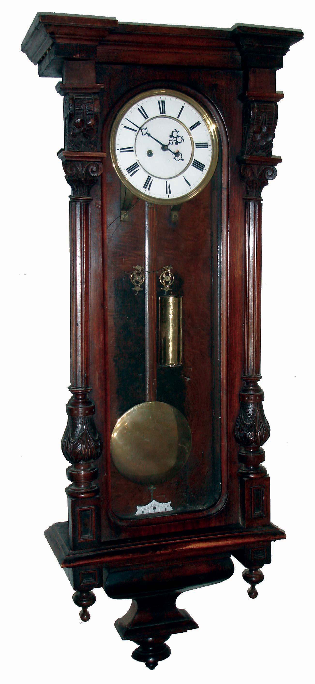 Clocks- 3 (Three) German walnut 2 weight, 8 days, time and strike, Vienna regulator wall clocks, c1890 — Antique Clocks Price Guide