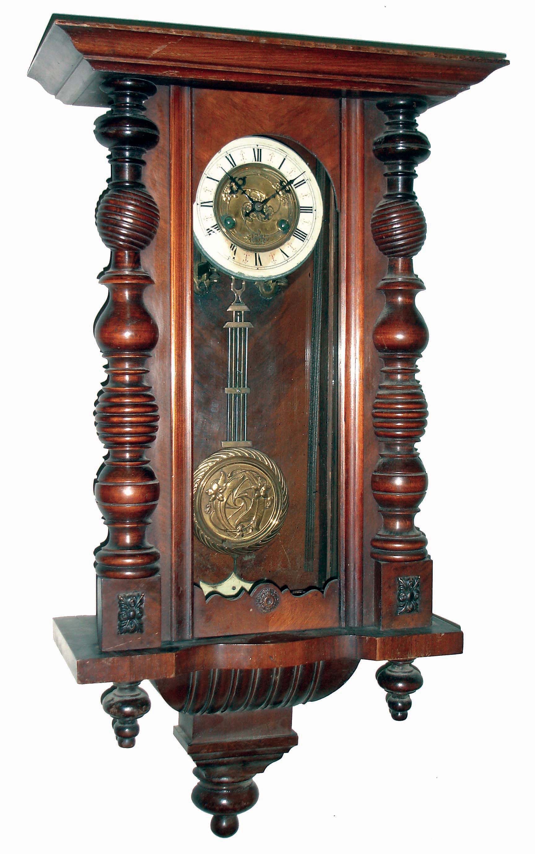 Clocks- 3 (Three) German walnut, 8 days, time and strike spring wound wall clocks, c1900 — Antique Clocks Price Guide
