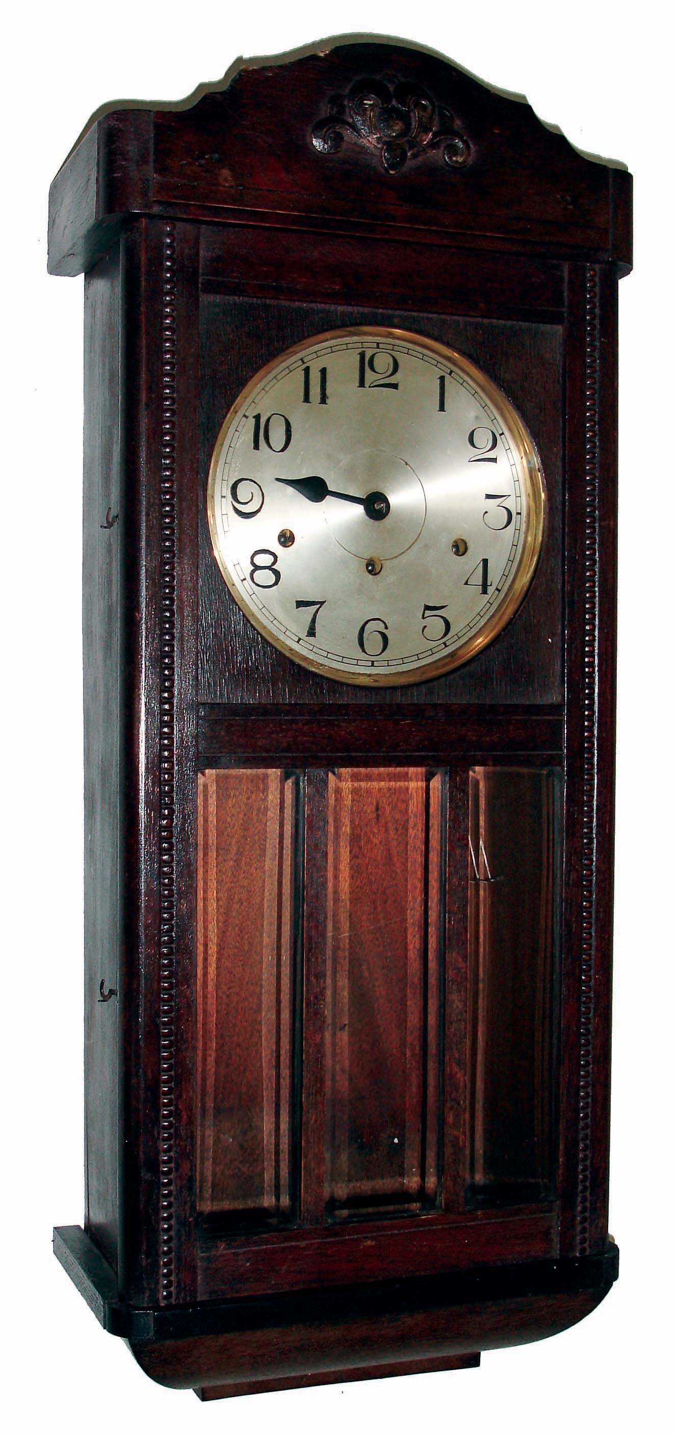Clocks- 3 (Three) German, 8 days, time and strike, wood case hanging clocks; one R/A by Werner; one quarter chiming; c1905 — Antique Clocks Price Guide