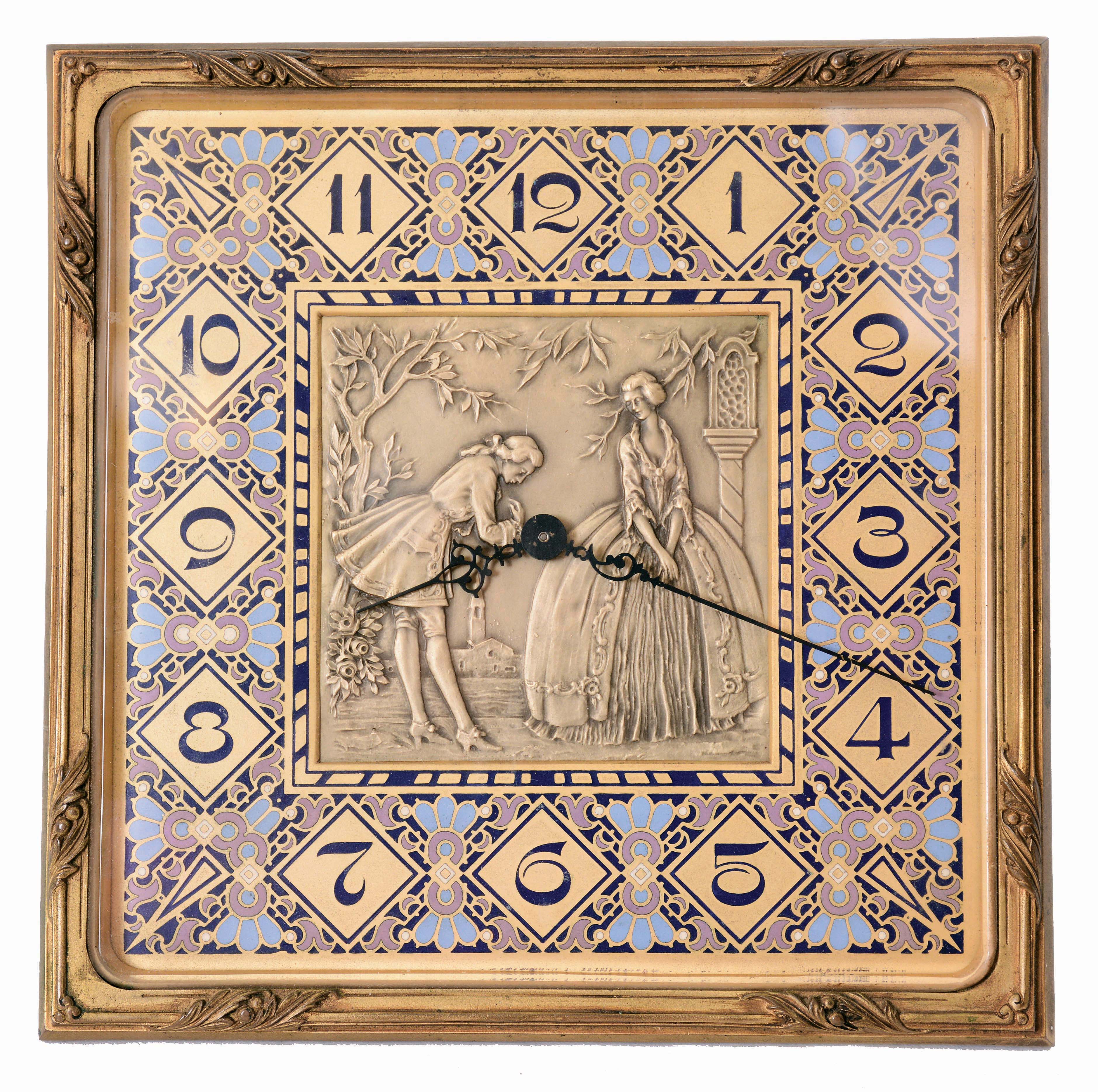 Waltham Watch Co., Waltham, Mass., "No. 1831" 8 days, 7-jewel, spring driven brass movement picture clock, c1928 — Antique Clocks Price Guide