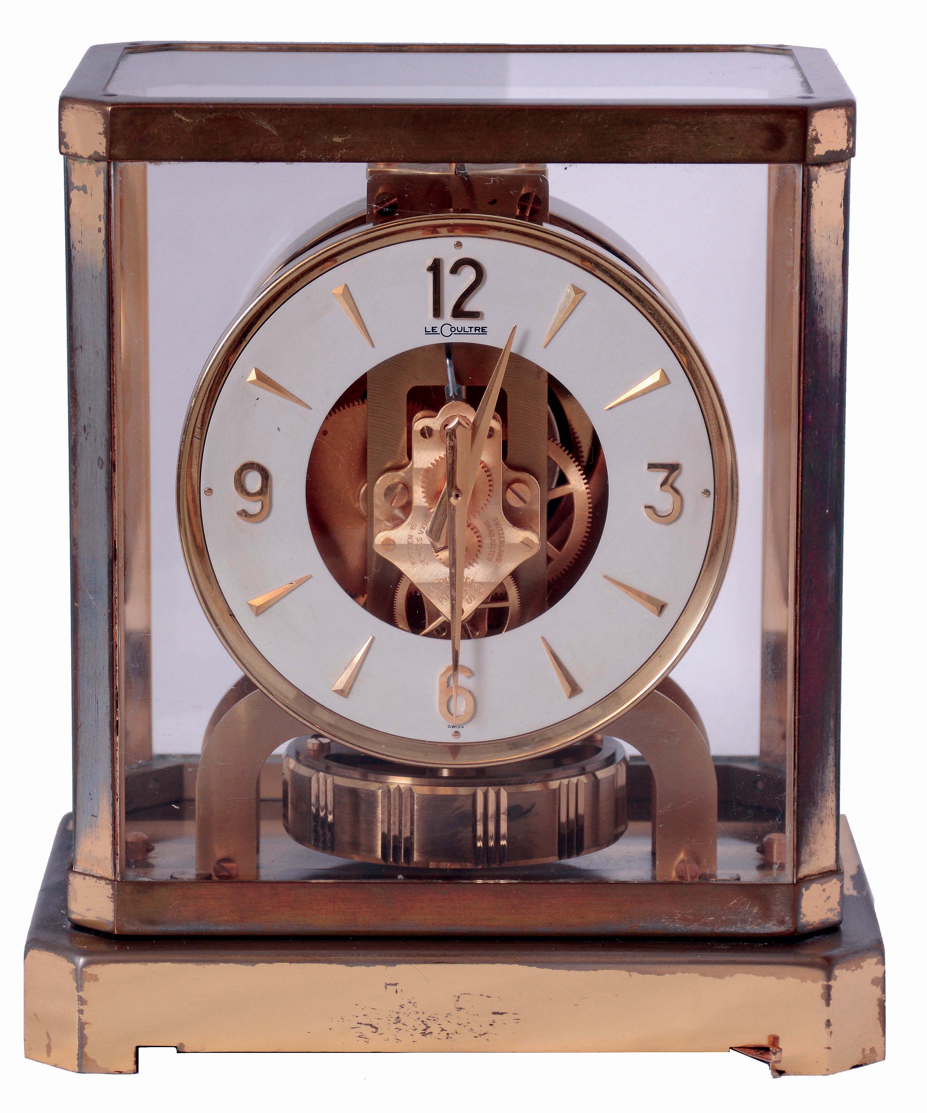 Jaeger-LeCoultre Atmos, brass and glass perpetual 15-jewel mantel clock. Serial no. 179537 c1964 — Antique Clocks Price Guide