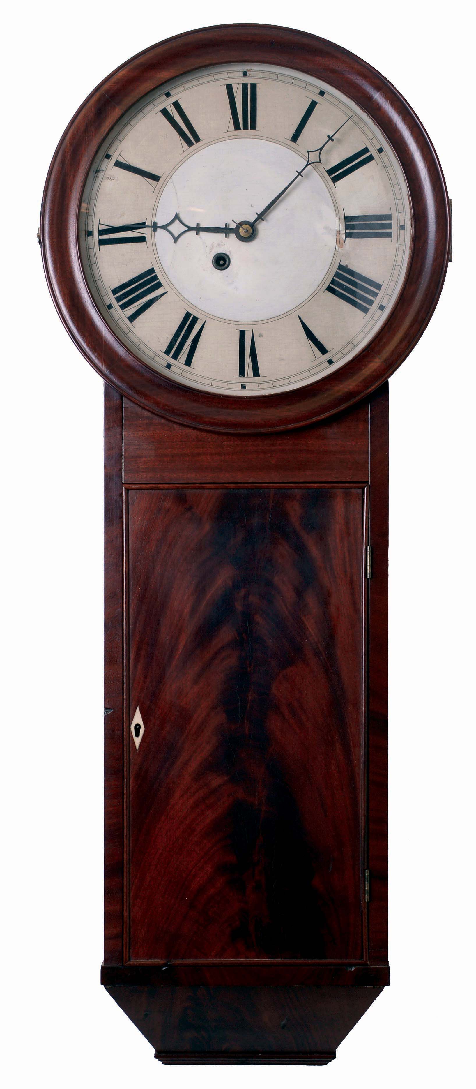 Silas B. Terry, Terryville, Conn., 8 days, weight driven brass movement wall regulator timepiece, c1835 — Antique Clocks Price Guide