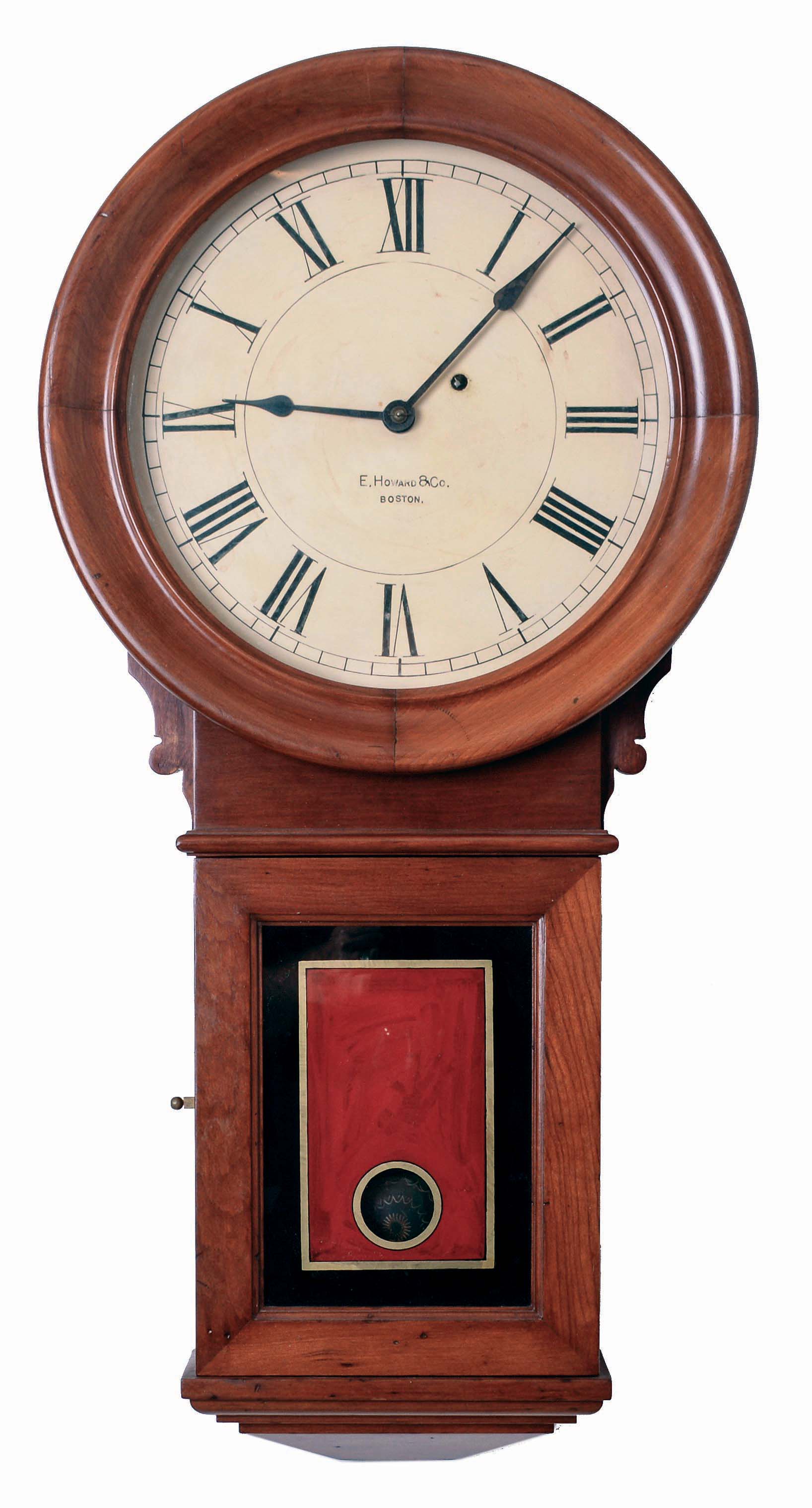 E. Howard &amp; Co., Boston, Mass., "No. 70", 8 days, weight driven brass movement regulator timepiece, c1910 — Antique Clocks Price Guide