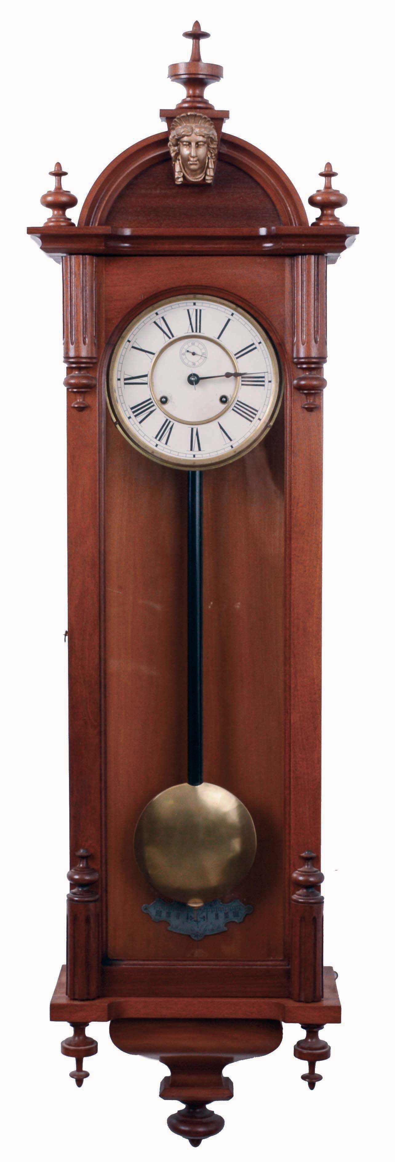 Ansonia Clock Co., New York, NY, "Capital", 8 days, double spring brass movement time only regulator, c1901 — Antique Clocks Price Guide