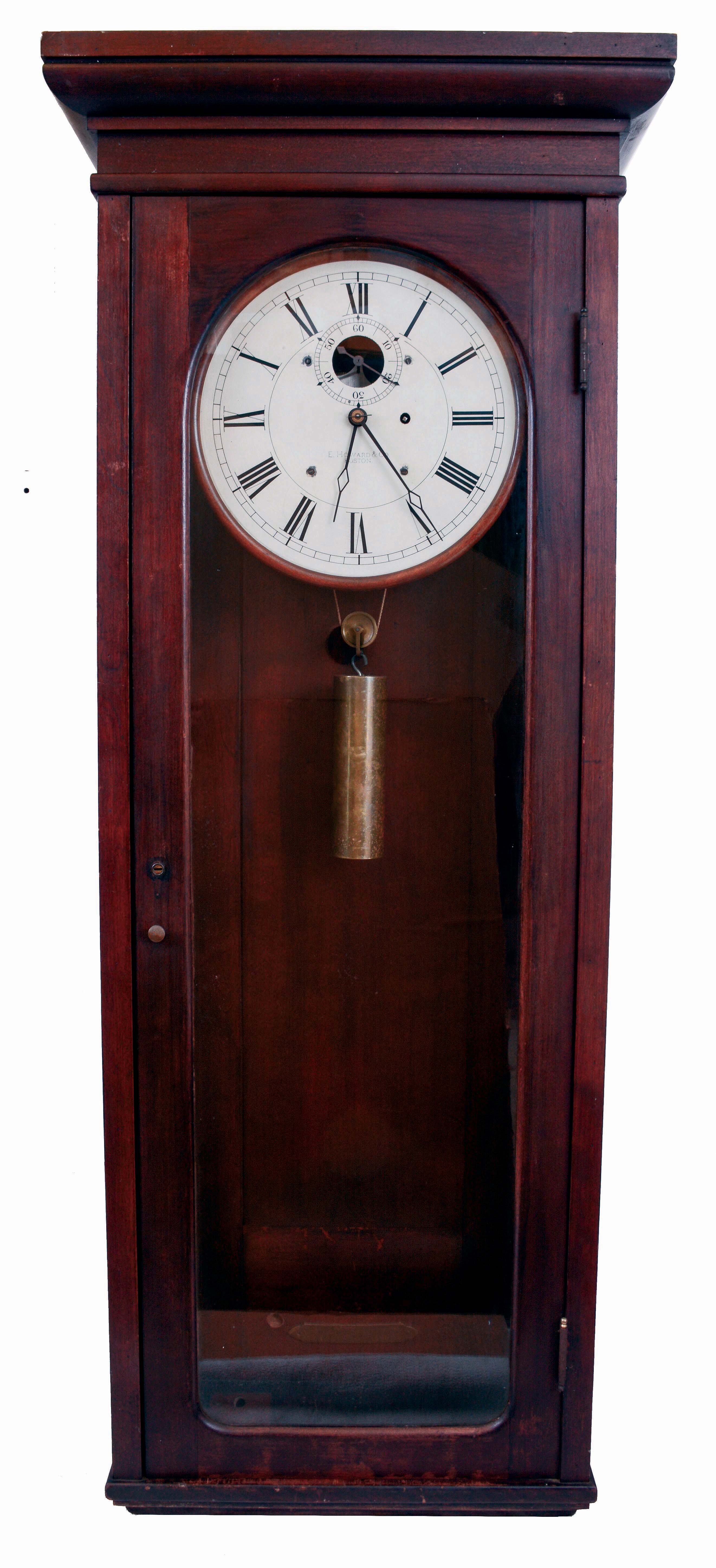 E. Howard &amp; Co., Boston, Mass., "No. 89 Regulator", 8 days, weight brass movement master regulator wall timepiece, c1913 This example has a key wound movement. — Antique Clocks Price Guide