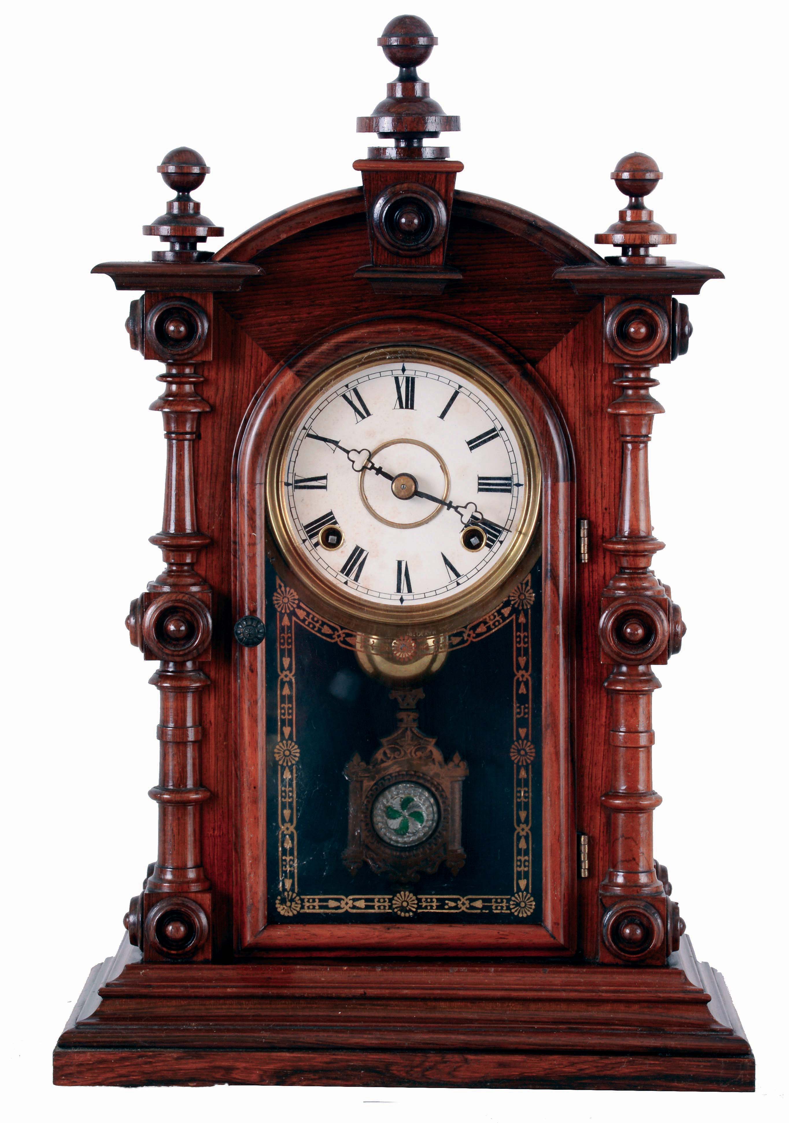 Welch, Spring &amp; Co., Forestville, Conn., "Patti, VP" mantel clock case, c1880, with later spring driven, 8 days, time and strike movement, — Antique Clocks Price Guide