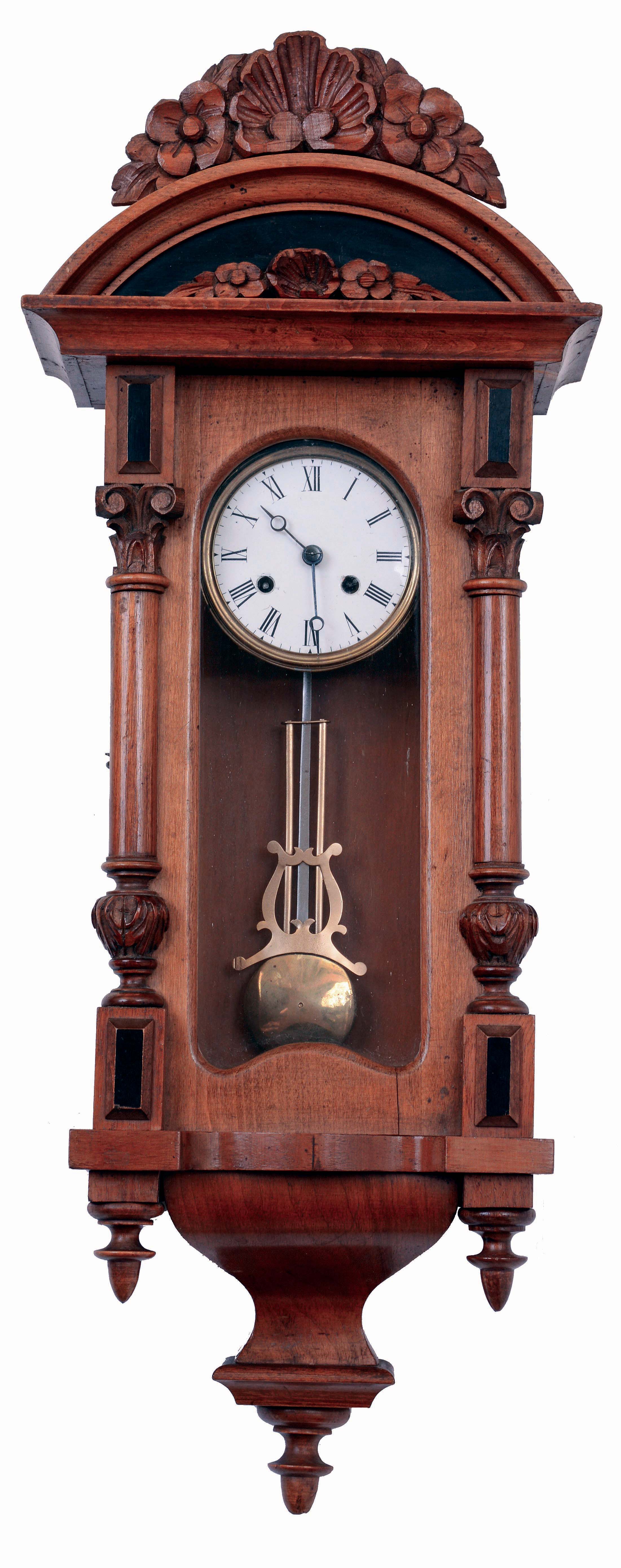 Sub-miniature striking Vienna, spring driven movement with porcelain dial, with carved top, c1870 — Antique Clocks Price Guide