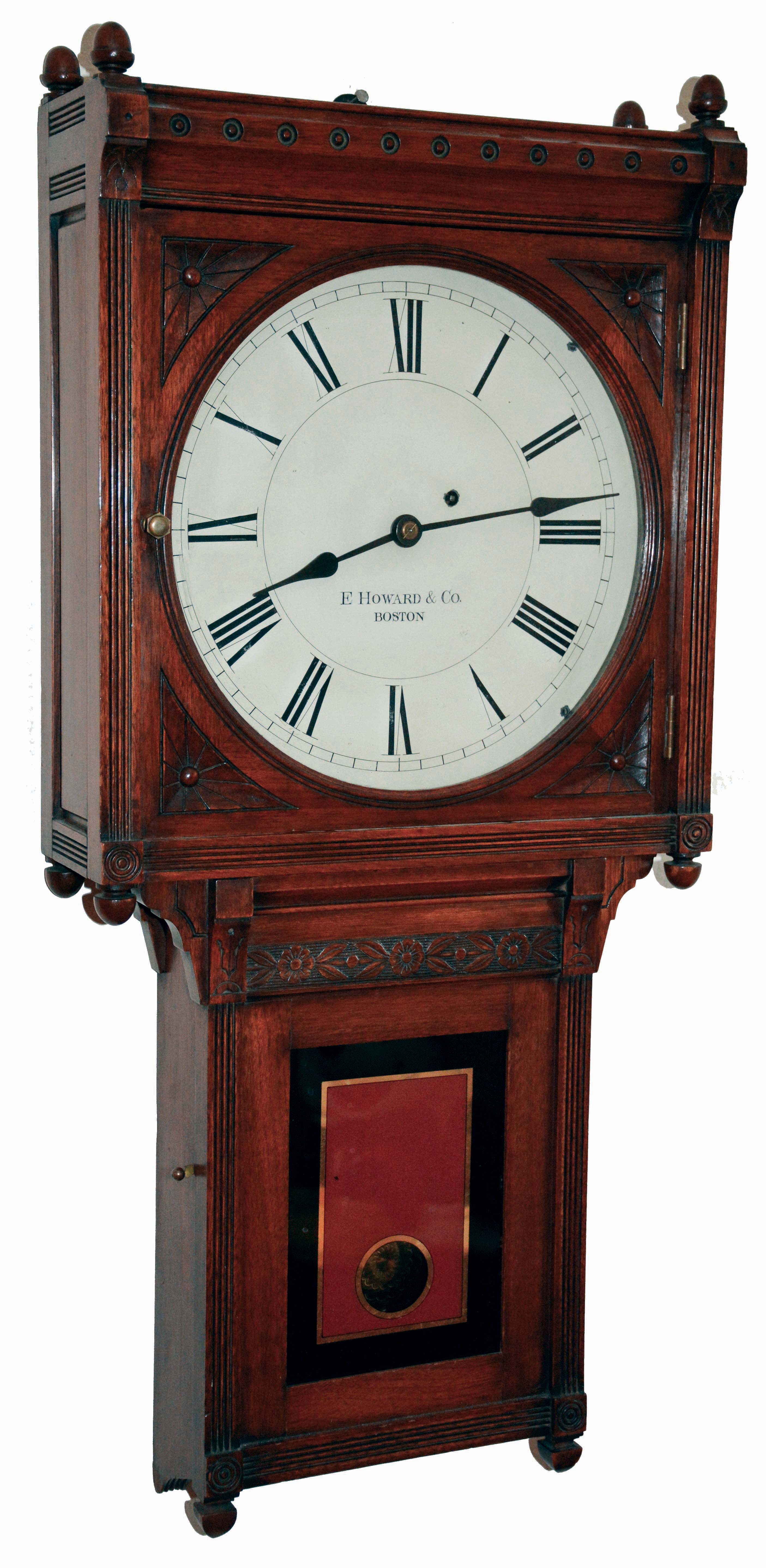 E. Howard &amp; Co., Boston, Mass., "No. 75 Regulator", 8 days, weight driven brass movement wall regulator, c1889 — Antique Clocks Price Guide