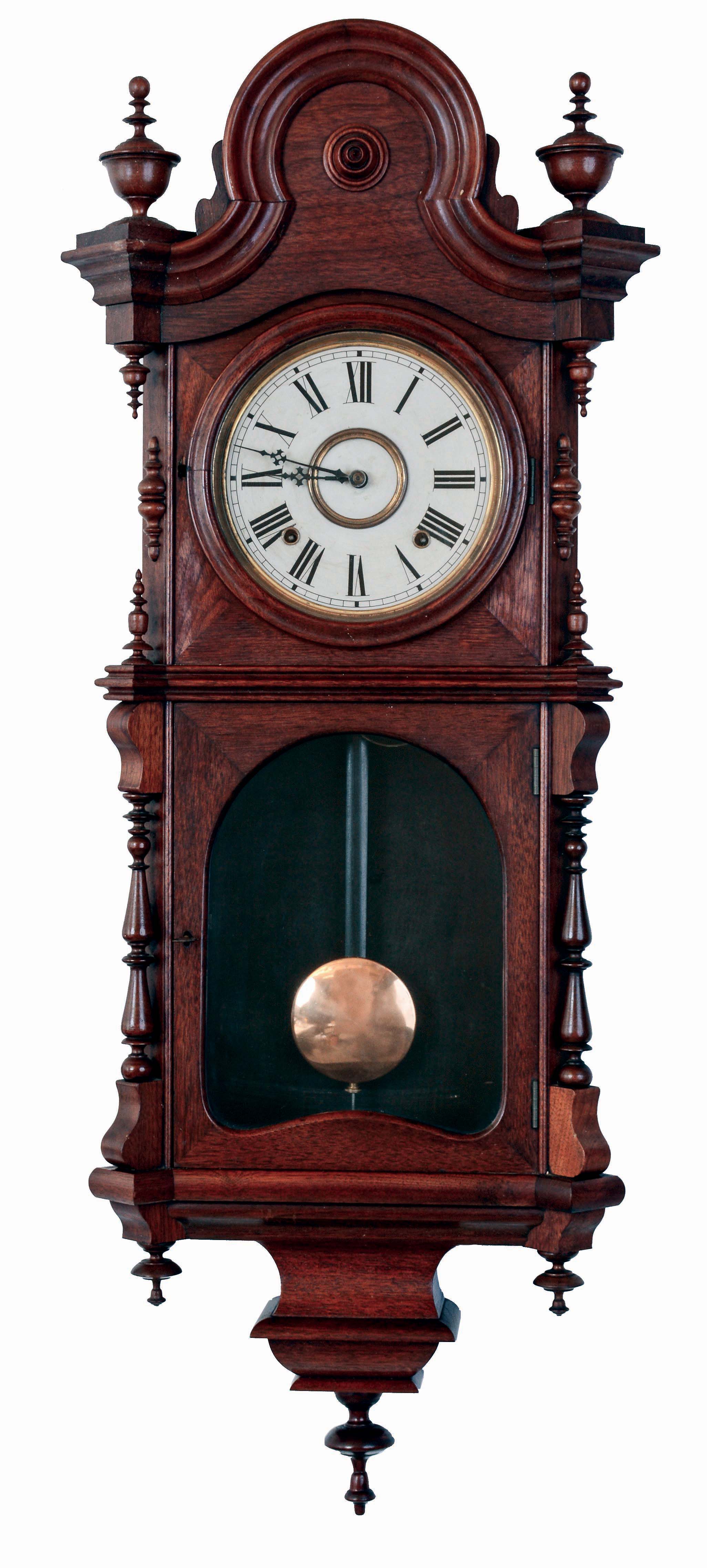 Welch, Spring &amp; Co., Forestville, Conn., "Kellogg", 8 days, time and strike, spring driven brass movement regulator wall clock, c1880 — Antique Clocks Price Guide