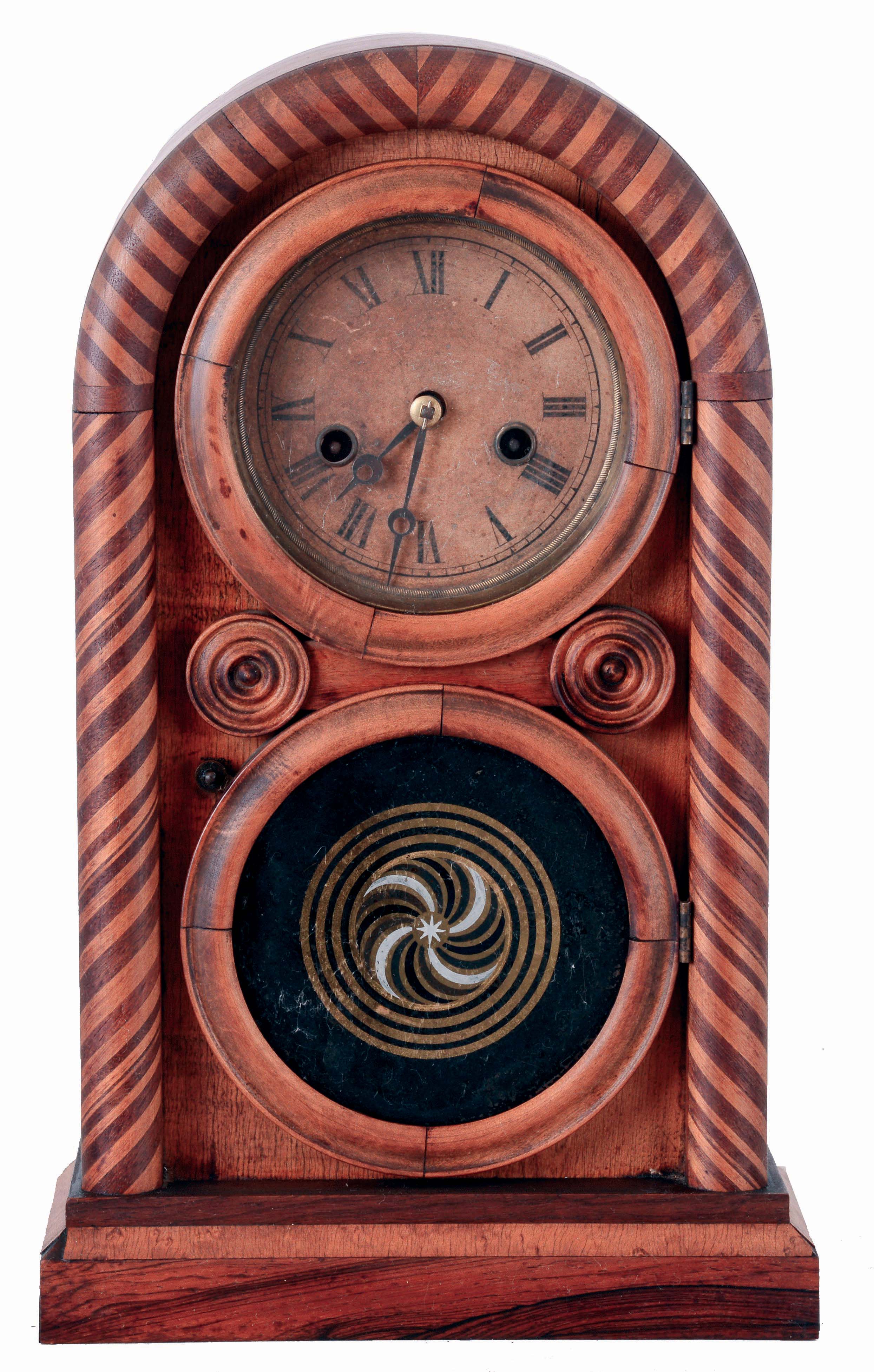 E. Ingraham &amp; Co., Bristol, Conn., "Venetian No. 2, Mosaic" mantel clock with a 30 hours, spring driven, time and strike movement, c1875. — Antique Clocks Price Guide