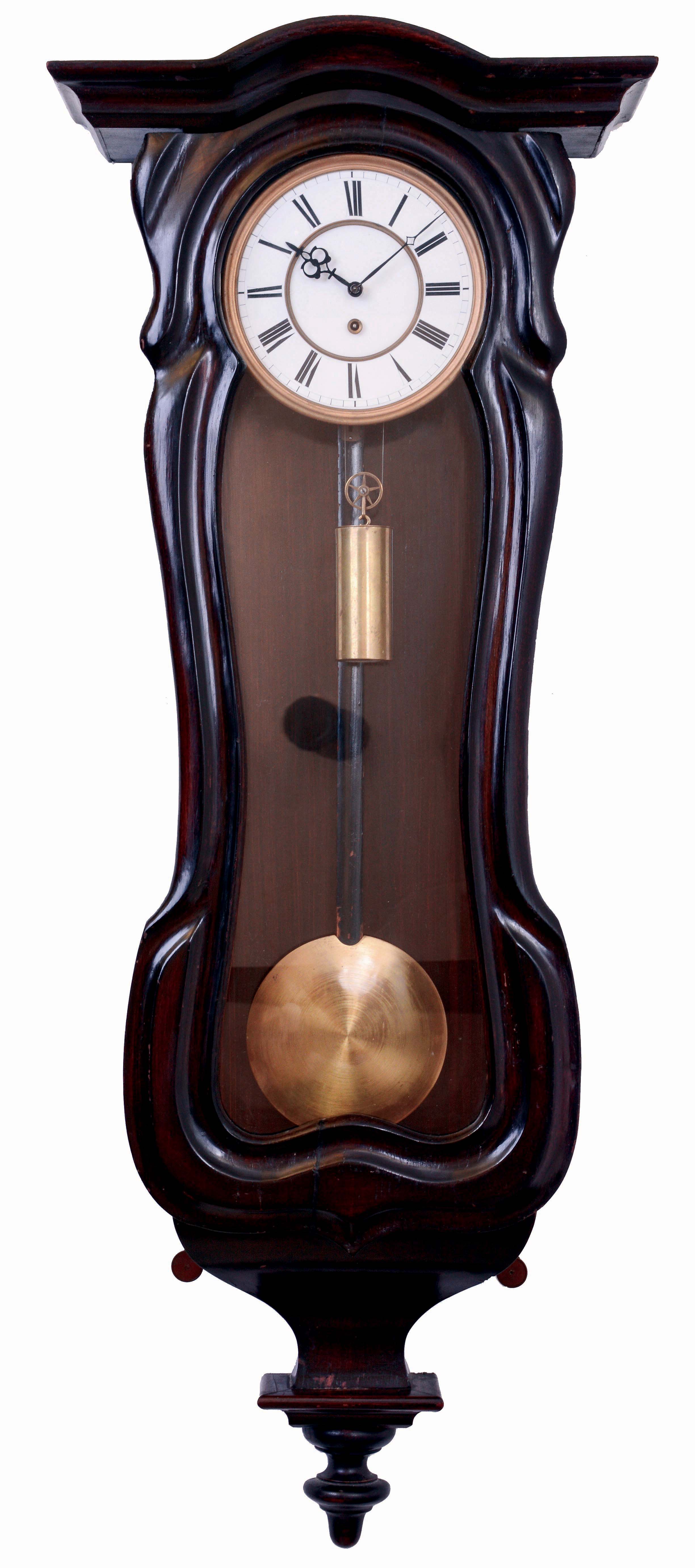 Austrian, single weight, serpentine case, "Vienna Regulator" timepiece, 8 days, c1865 — Antique Clocks Price Guide