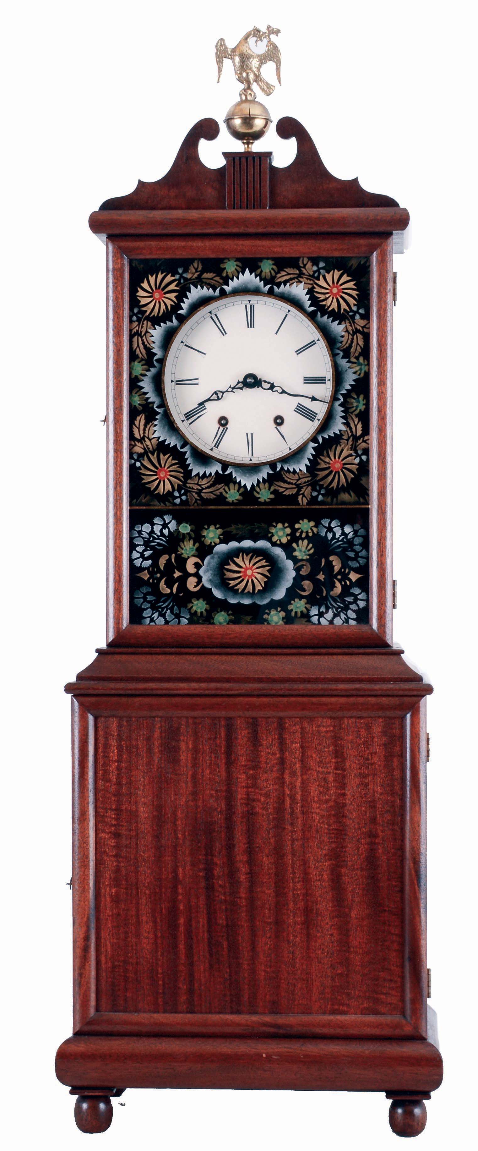 American, copy of a Willard-style Massachusetts shelf clock with 8 days, time and strike, spring brass movement, late 20th century. — Antique Clocks Price Guide