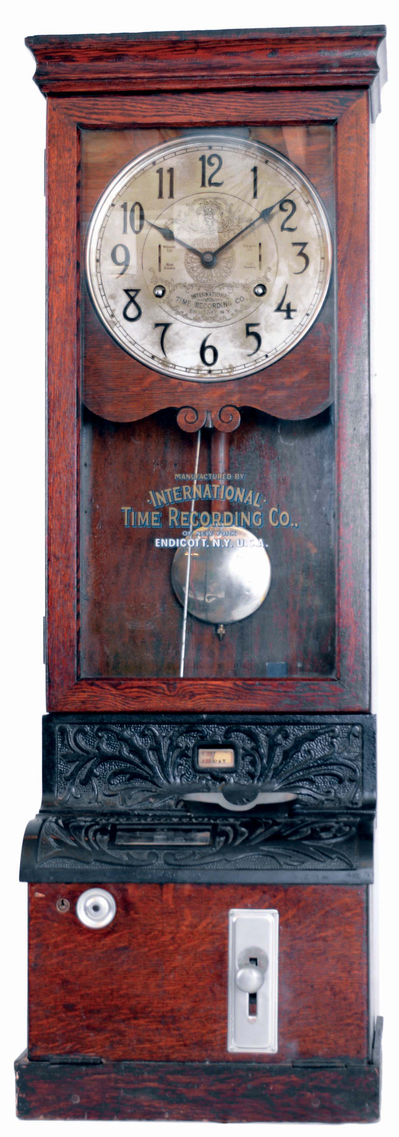International Time Recording Co., Endicott, NY (Became IBM in 1924), 8 days time-recording clock in oak case, c1920 — Antique Clocks Price Guide