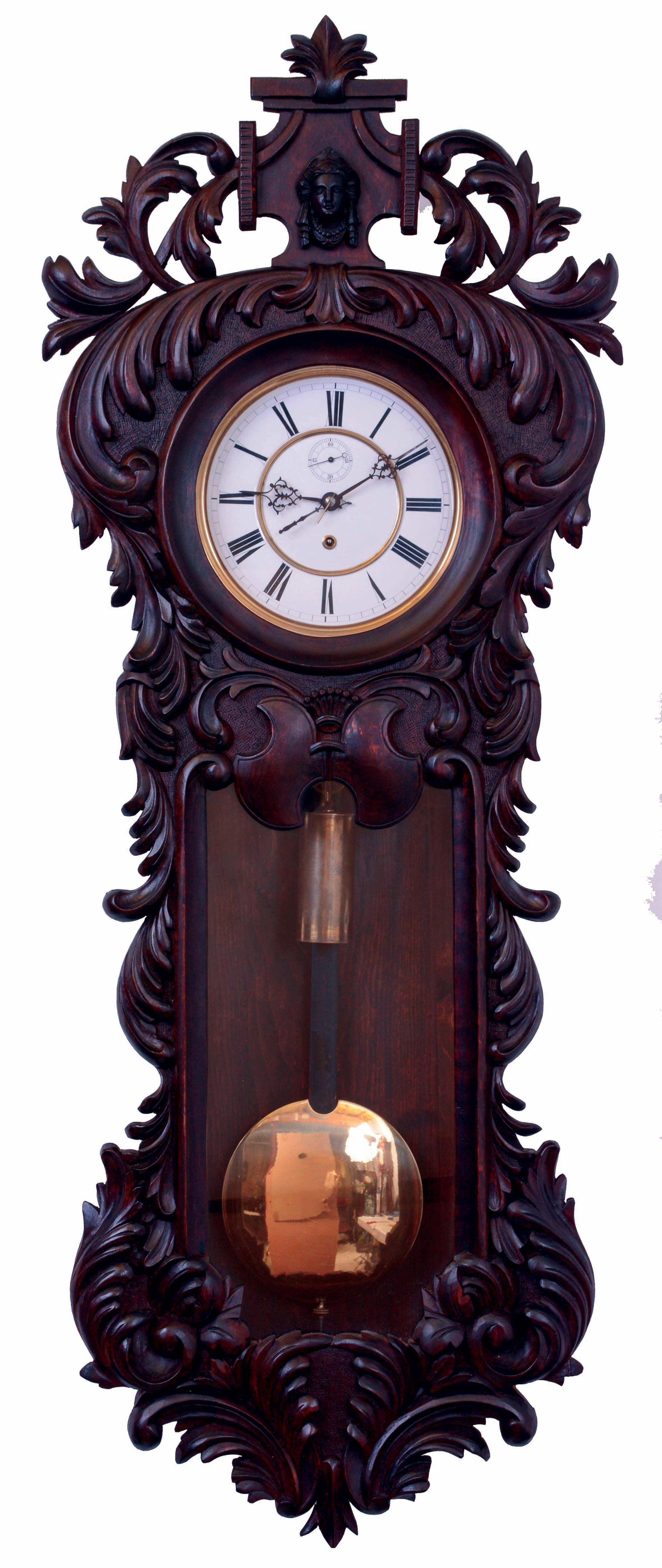 Lenzkirch, Germany, single weight timepiece movement c1875, now in a superbly carved hardwood case, probably from Czech republic. — Antique Clocks Price Guide