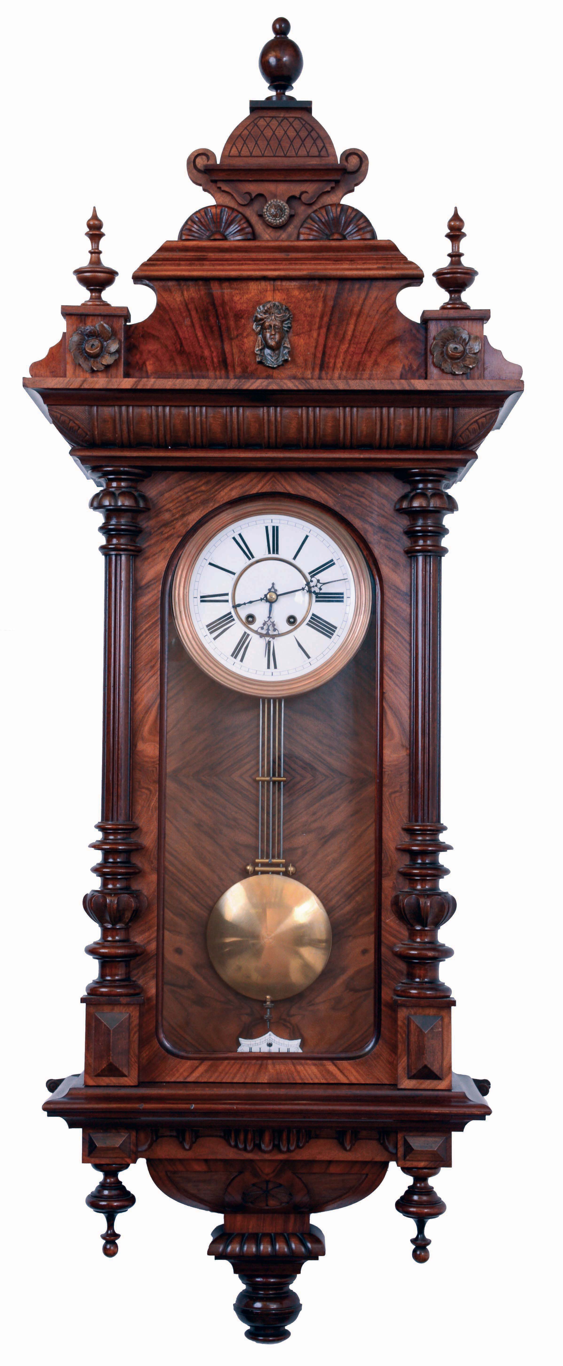 Lenzkirch, Germany, Federzug Regulateure, or Spring Driven Wall Clock, large size with 7 1/2 inch dial and 9 inch bezel, serial #907742, c1893, with restorations. — Antique Clocks Price Guide