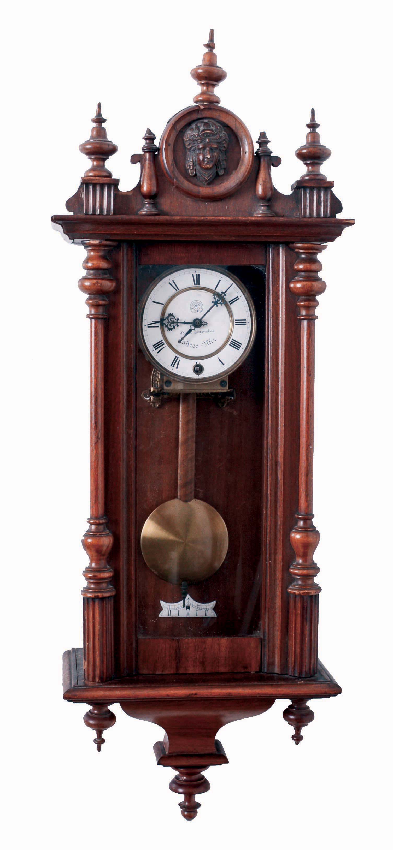 Germany, YEAR running "Vienna" regulator wall timepiece, spring driven fusee movement in a walnut case with white enamel dial signed with "CW" or "WC" trademark and "Patent Angemeldet", c1875 — Antique Clocks Price Guide