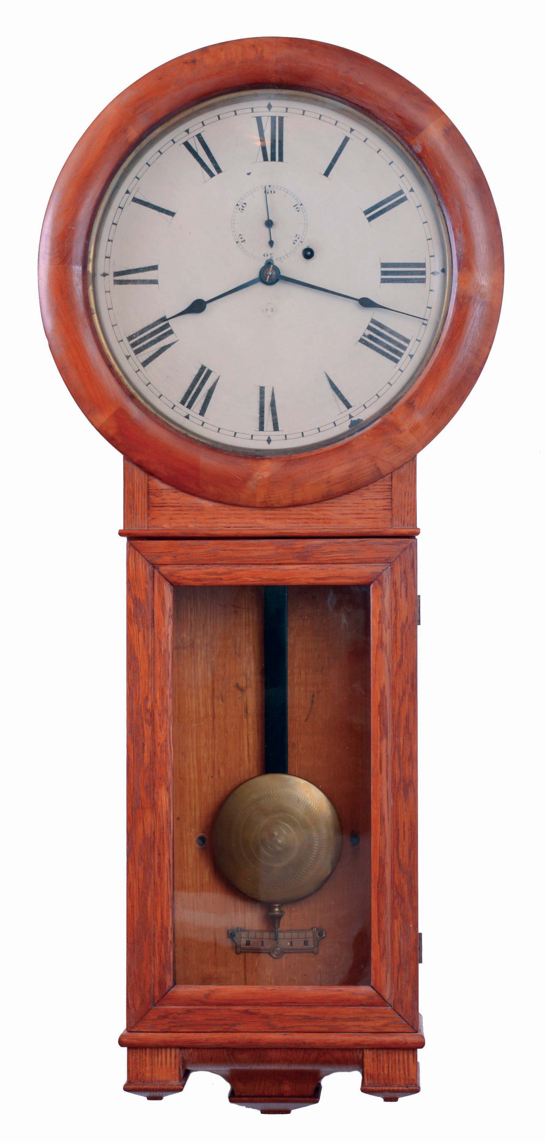 Seth Thomas Clock Co., Thomaston, Conn., "Regulator No. 2" oak weight driven, 8 days, time only wall clock, c1890 — Antique Clocks Price Guide