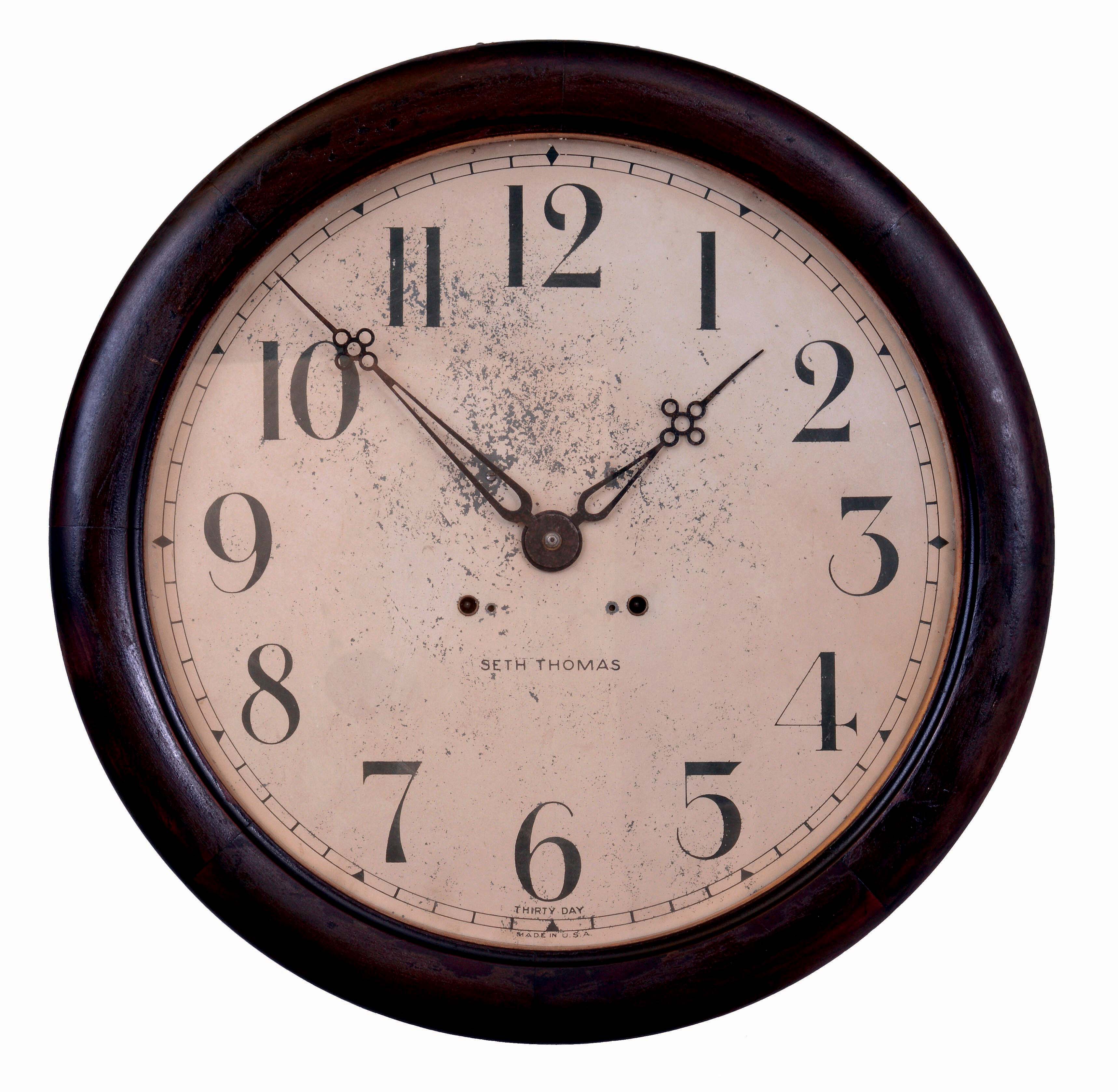 Seth Thomas Clock Co., Thomaston, Conn., 30 day, spring driven brass movement gallery wall timepiece, c1900 — Antique Clocks Price Guide