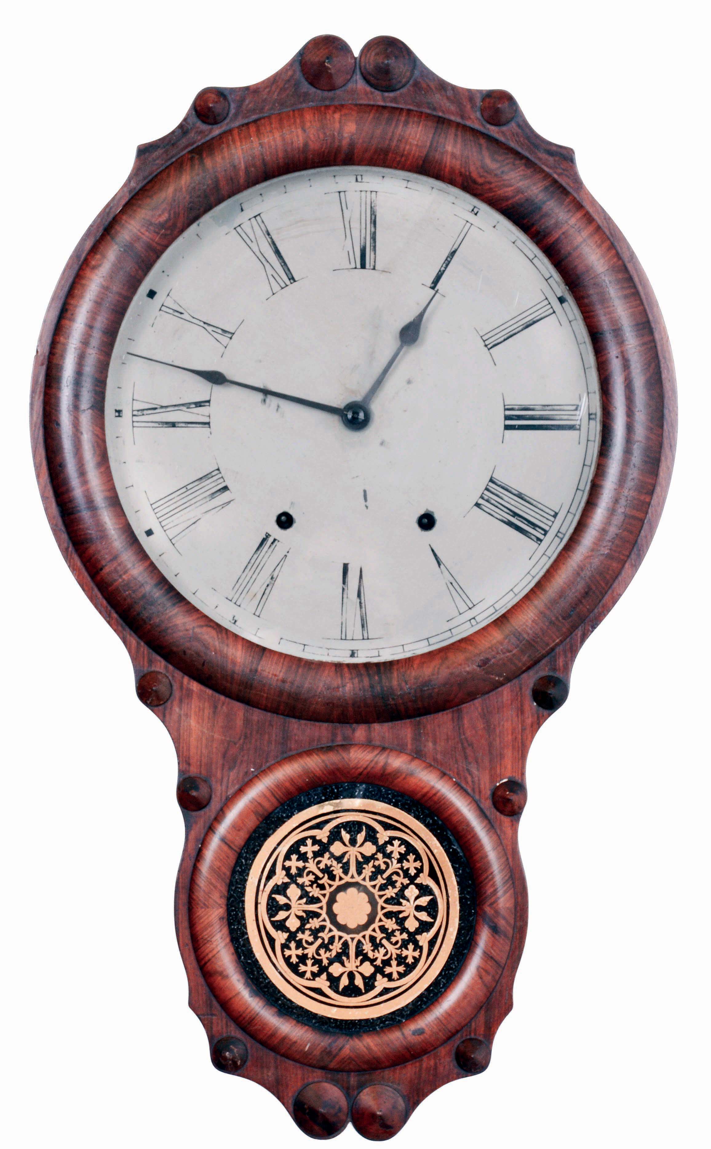 Seth Thomas Clock Co., Thomaston, Conn., "Office No. 1" hanging clock in a rosewood case with a spring driven, 8 days, time and strike movement, c1875. — Antique Clocks Price Guide