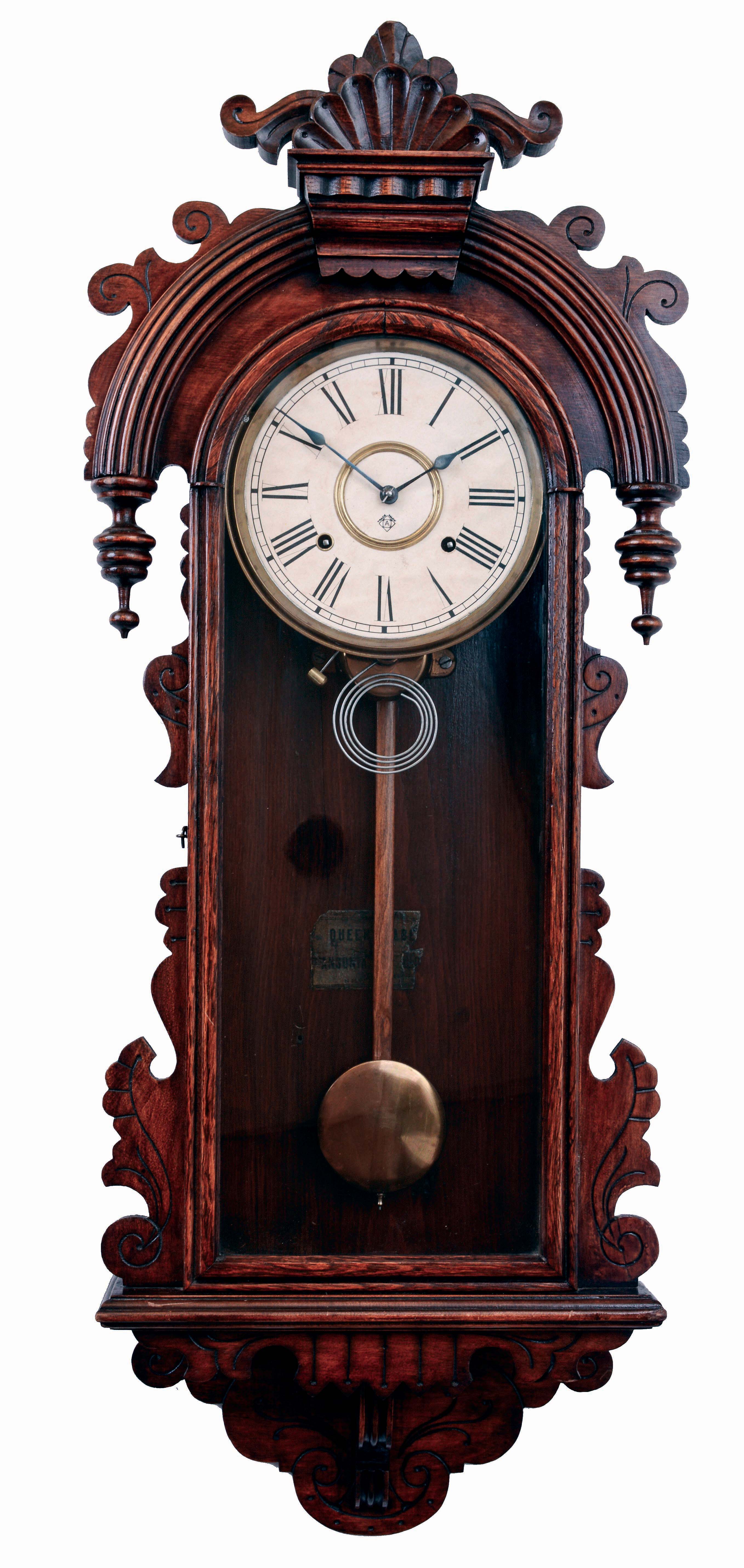 Ansonia Clock Co., New York, NY, "Queen Isabella", 8 days, time and strike, spring brass movement wall clock, c1904 — Antique Clocks Price Guide