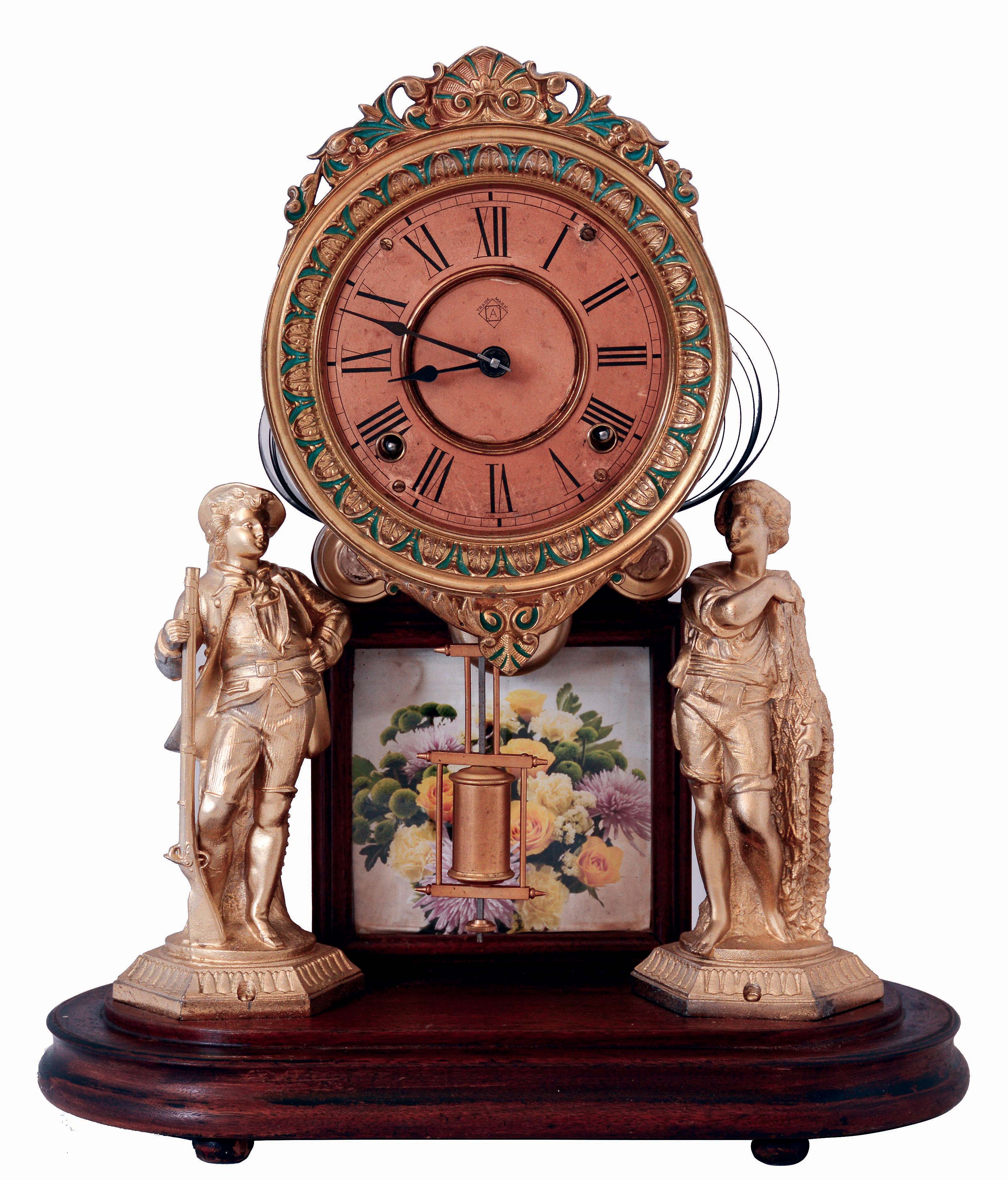 Ansonia Clock Co., New York, NY, "Crystal Palace No. 1 Extra", 8 days, time and strike, spring brass movement shelf clock, c1880 — Antique Clocks Price Guide