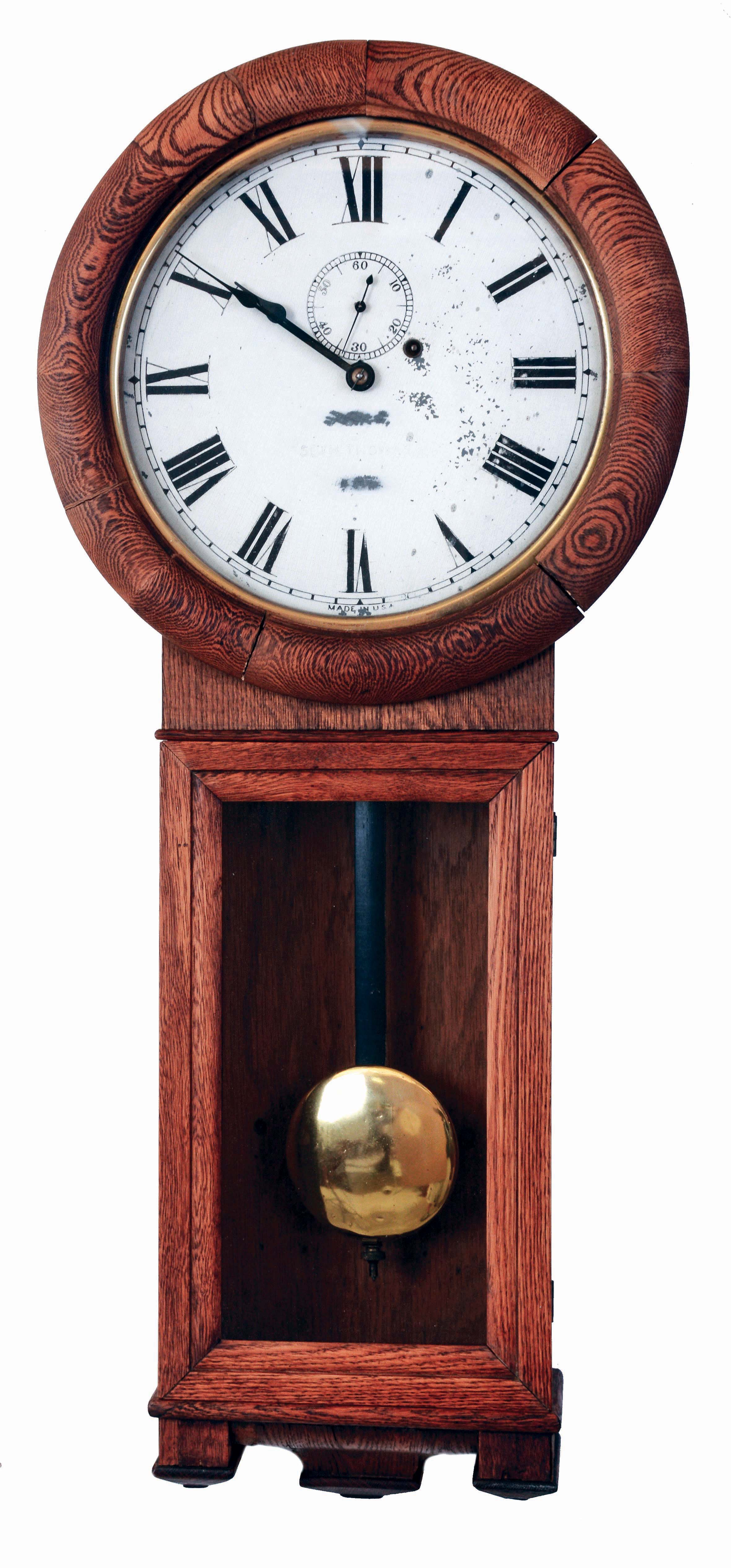 Seth Thomas Clock Co., Thomaston, Conn., "Regulator No. 2", 8 days, weight driven brass movement wall regulator, c1910 — Antique Clocks Price Guide