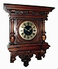 German or French large walnut, 8 days, time only spring wound, Alt Deutsch style wall clock, thread suspension, c1855