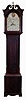 English unsigned tall clock, 8 days, time and bell strike, weight driven movement in a mahogany case with broken arch hood and painted metal dial, c1810