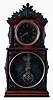 Ithaca Calendar Clock Co., Ithaca, NY, "No. 3 1/2" 8 days, time and strike, spring driven brass movement calendar shelf clock, c1872 This is the early model as characterized by the carvings, gold trim on side plaques, two piece backboard and the case construction.
