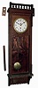 Clocks- 3 (Three) wooden case, 8 days, wall clocks: (1) Waterbury, time and strike, "10" Drop"; (2) Anglo-American time and strike; (3) Waterbury time only oak; c1900