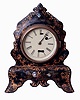 Terryville Manufacturing Co., Terryville, Conn. Iron Front shelf clock. 30 hours, spring driven, time only movement with Silas B. Terry's patented torsion bar escapement, c1853.