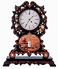 Litchfield Mfg. Co., Litchfield, Conn., 8 days, spring driven brass movement timepiece in impressive decorated MOP paper mache case, c1852
