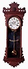 E. N. Welch Mfg. Co., Forestville, Conn., "Meyerbeer", wall clock, 8 days, time and strike, on cathedral gong, spring driven movement in a walnut case with papered metal dial and silk screened glass, c1892