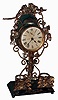 Ansonia Clock Co., New York, NY, "Marguerite", 30 hours, and alarm nickel and gilt finish novelty clock with mirror and perfume bottle stand, c1883